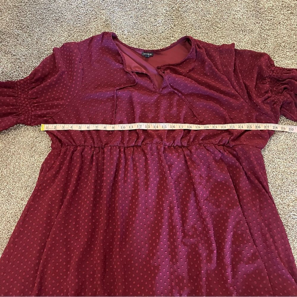 Torrid Merlot Red Textured Chiffon Skater Dress Size 5/5X - Picture 15 of 16